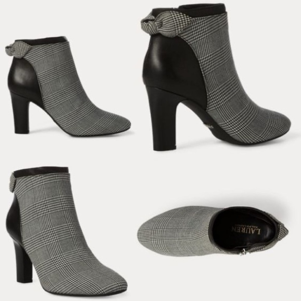 NIB. 8. Lauren Ralph Lauren Breanne II Bootie in Gray Plaid Ankle Boots